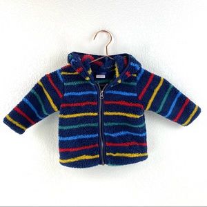Hanna Andersson Striped Jacket with Pom Pom Hood Size 6-12 Months